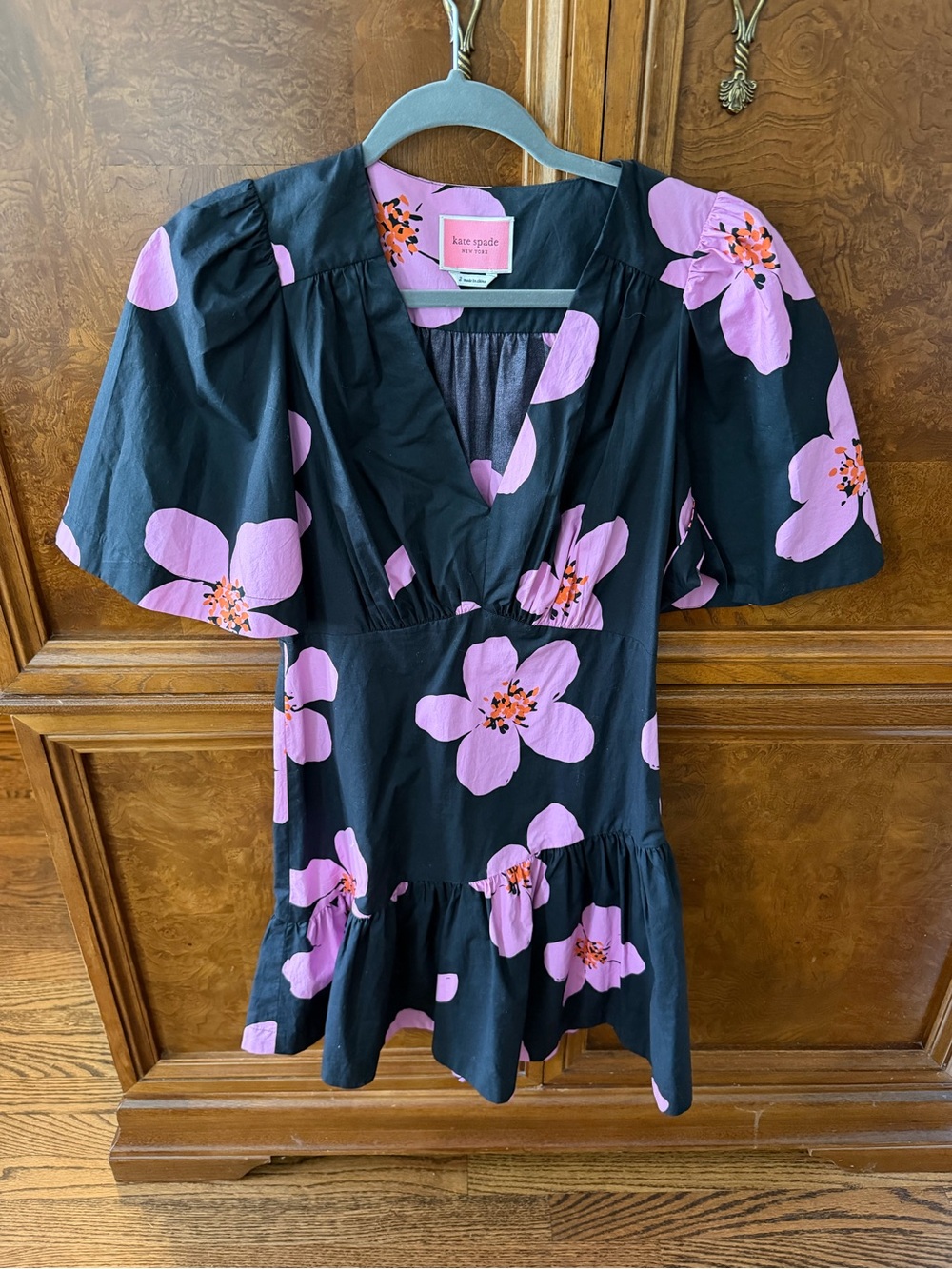 kate spade Navy Floral Print poplin dress with side zipper